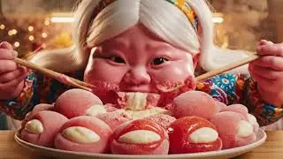 😱 &ldquo;FUNNY FOOD FIGHT &mdash; Baby Dives Into Strawberry Mochi!&rdquo;🍓  | ASMR MUKBANG | #asmr #messy #aivideo