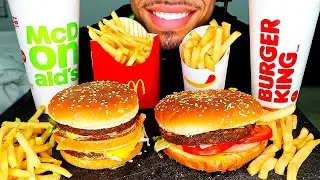 ASMR MCDONALDS VS BURGER KING BATTLE MUKBANG EATING SHOW NO TALKING MOUTH SOUNDS BIG BITES