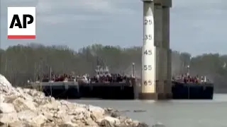 Barge collides with bridge in Oklahoma