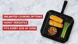 SPARES2GO Small Square Non-Stick Grill Pan with Detachable Handle + Rack (27cm x 28.5cm)