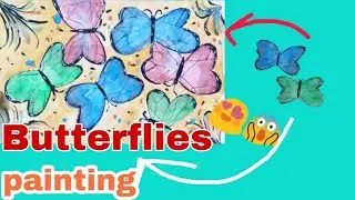 easy painting- colorful butterflies - watercolor painting- how to paint- art