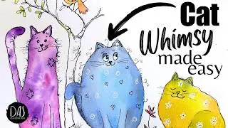Cute Whimsical Cats - Enjoy Instant Watercolor Success