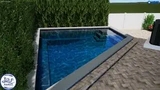 Small Angular Dip and Cool Down Pool with Bench - Rovin 3D Pool Render & Design