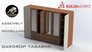 SolidWorks dolap wardrobe Giysi Dolabı tek Part çizim cabinet