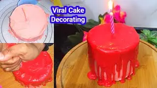 Red Chocolate Ganache Making With Dripping On Cake Decorating Idea