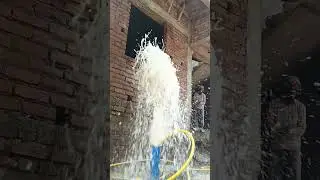Water flowing from the borewell, an amazing sight. Water flowing from the borewell