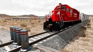 Train vs Bollards #2 - BeamNG.drive