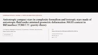 Anisotropic compact stars in complexity formalism and isotropic stars made of anisotr... | RTCL.TV