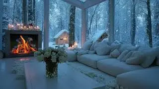 ❄️ Gentle Winter Piano Music | Cozy Fire & Snow Outside | Deep Sleep Focus Calm