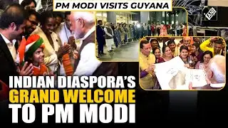 PM Modi receives a grand welcome from Indian Diaspora in Georgetown, Guyana