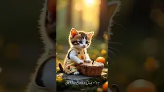 Tiny Cat and the Mysterious Basket in the Forest 🌿✨