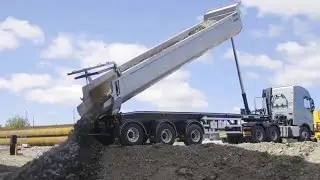 Truck unloading gravel/Volvo truck unloading test/hydrolic unloading/lorry/sand lorry/lorry video