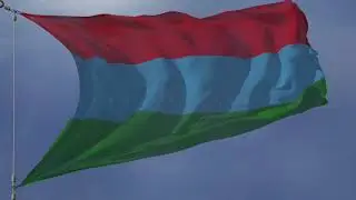Waving flag and National Anthem of Karelia