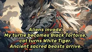 Aliens invade.My turtle becomes Black Tortoise, cat turns White Tiger. Ancient sacred beasts arrive.