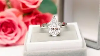 4 Carat Pear Solitaire Lab Diamond Engagement Ring in Platinum | Ada Diamonds
