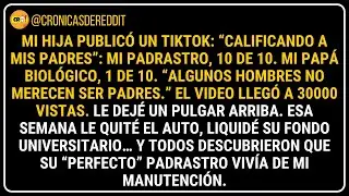 Mi HIJA publicó un TIKTOK: calificando a mis PADRES: mi PADRASTRO, 10 de 10... 😐 Historias de Reddit