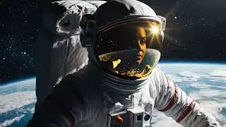 Astronaut Floating In Zero Gravity Above Earth With Cinematic Outer Space, Background Animation