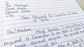 Application To Bank Manager For Correction Of Date Of Birth. #writing #handwriting