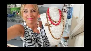 271🎀Collana di stoffa e perline. FACILE !