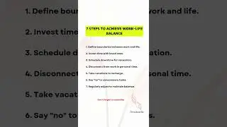7 Steps to Achieve Work-Life Balance| Thrive Without Burnout #shortsfeed #shorts #viralvideos