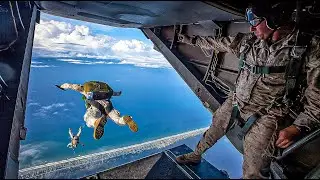 U.S. Marines and Allied Forces Launch Massive Airborne Sustainment Assault from MV-22B Ospreys