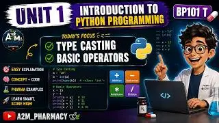 🐍 Type Casting & Basic Operators in Python 💻 | B.Pharmacy Unit 1 💊 | A2M Pharmacy