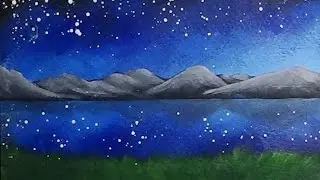 Simple Mountain Sunset Acrylic Painting