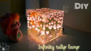 DIY Tulip Infinity Lamp🌷 | Step by Step Tutorial | Unique Home Decor & Mood Lighting Idea✨️