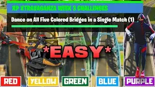 Fortnite: Dance on 5 Colored Bridges In a Single Match!!! - All Locations - (5 Colored Bridges)