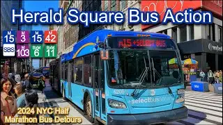 MTA & NYCT Bus: M15 SBS, BxM6, BxM11 Buses at Herald Square & More!