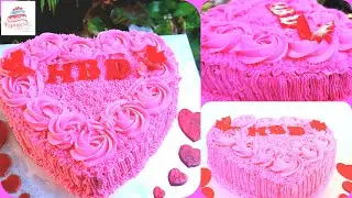 Easy Heart Shaped Butter Icing Cake || @kumeecakes9685