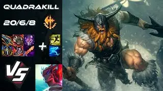 TOP Olaf vs Yone [QUADRAKILL] - NA Challenger Patch 25.20