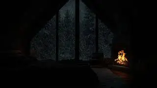 No Ads | Cozy Winter Night Ambience | Crackling Fireplace Sounds and Snowfall to Sleep Deep & Study