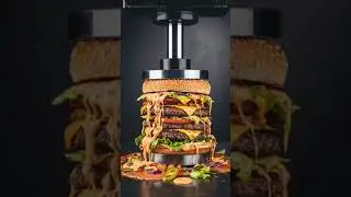 This big hamburger crushed under hydrolic press 🍔