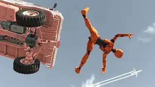 Cars Hitting Crash Test Zombies in Car Jump Arena &ndash; Part 1 &ndash; BeamNG Drive | Demolition Republic