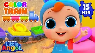Color Learning Songs 🎨 Color Train Song 🚂 Little Angel Nursery Rhymes | Bingo and Baby John