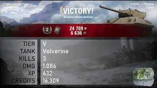 [971] Volverine / 3 kills / 1.086 dmg / 632 xp / 16.309 credits || World of Tanks