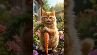 Giant cat is making a Salad... 🐱🥕🥗     #ai #cat #cooking #carrot #salad