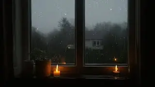 Cozy Rain on Window Ambience 🌧️ Warm Candlelight & Misty Garden for Insomnia Relief 2026