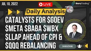 7/10/23 Daily Analysis: Catalysts for $GOEV $META $BABA $WBX $LLAP Ahead of CPI & $QQQ Rebalancing