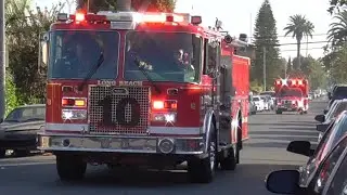 Long Beach Fire Dept. Old Engine 10 & Rescue 10 Responding