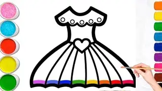 Beautiful Rainbow Dress Drawing 🌈 | Easy Dress Drawing Oddly Satisfying Colouring 