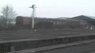 ON THE TRAINS;PASSING STORED TPO,RES WAGONS AT HELLIFIELD STATION SHED 290314
