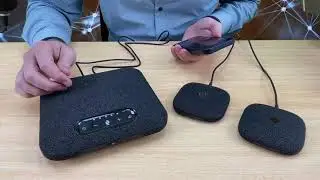 Wireless speakerphone with Microphone arrays pickup with a radius of up to 10 meters for conference