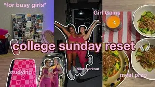 COLLEGE SUNDAY RESET ROUTINE FOR BUSY GIRLS 🎧 girl gains club events, meal prepping, new habits