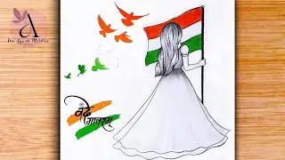 Very easy Republic Day drawing/ Republic day poster drawing for competition/ I Love My India Drawing