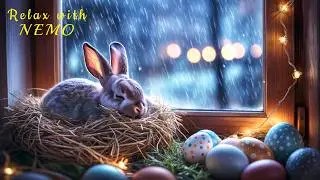 🥚🐇 Cozy Easter Bunny Ambience with Relaxing Rain Sounds 🌧️ Rain on Window for Sleeping & Relaxation