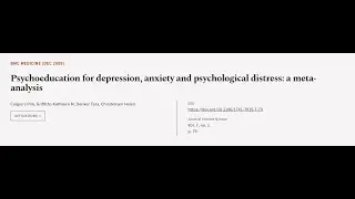 Psychoeducation for depression, anxiety and psychological distress: a meta-analysis | RTCL.TV