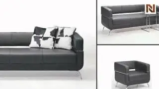 Contemporary Black Leather Sofa Set VGFIF51