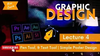 Pen Tool, Eyedropper & Text Tool in Illustrator | Simple Poster Design &ndash; Lecture 4 (Urdu/Hindi)